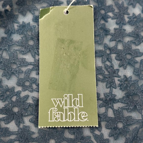 Wild Fable Women's Size Medium Blouse Tie Front Long Sleeve Dark Teal New - Picture 3 of 12